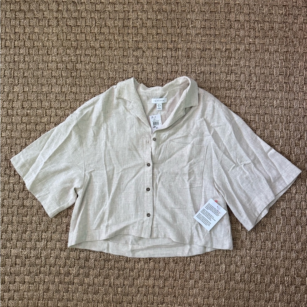 Topshop Beige Button Down Shirt